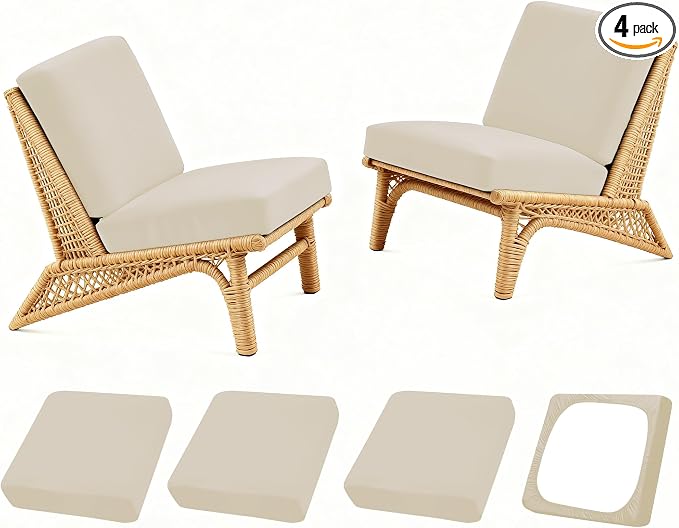 Patio Stretch Cushion Covers, Chair Cushion Covers& Sofa Replacement Slipcovers by SUKAIKEQA