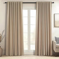 Topfinel Light Taupe Blackout Textured 90 Inch Long Linen Blend Curtain by Topfinel