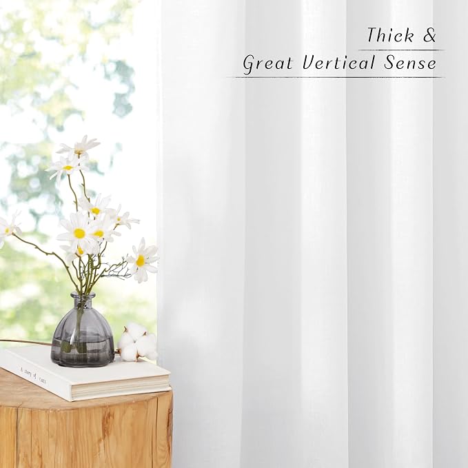 NICETOWN White Window Curtains 63 inches Long, Grommet Linen Blend Drapes - Image 3