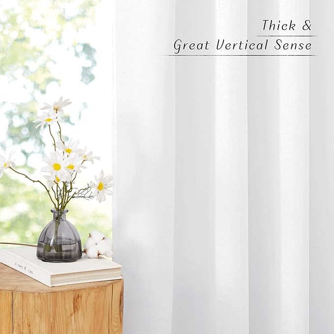NICETOWN White Linen Short Curtains - Image 5