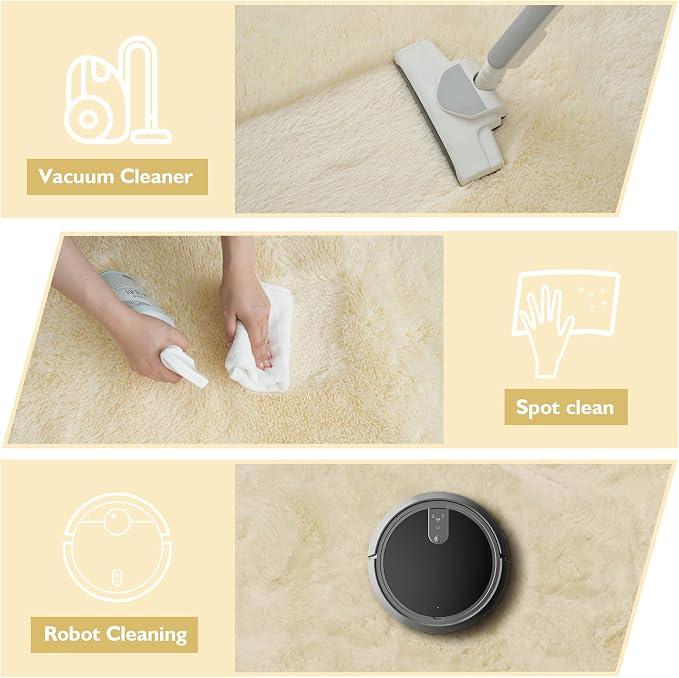 Ultra Soft Fluffy Area Rugs for Bedroom Living Room Ivory 10x14, Nursery Rug - Image 5
