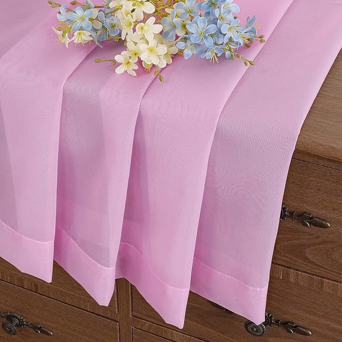 Light Pink Valances for Windows 14 inch Length 2 Panels, Small Voile Sheer - Image 6