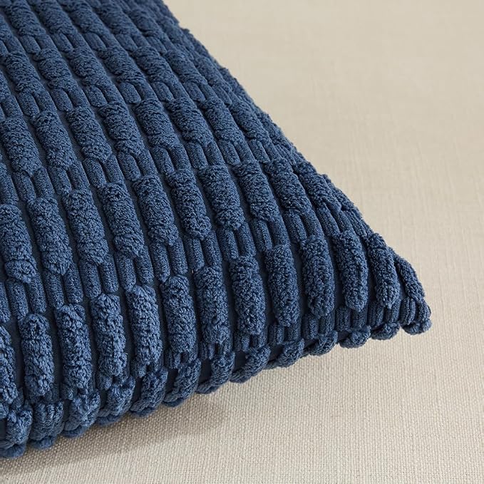 Fancy Homi 4 Packs Dusty Blue Decorative Throw Pillow Covers 24x24 Inch - Image 4
