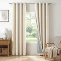 100% Blackout Linen Textured Curtains 72 Inch Long, Butter Cream | 100% by 100BlackoutShield