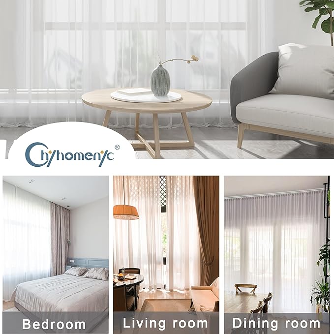 Chyhomenyc White Sheer Curtains 78 Inches Long 2 Panels Set - Image 8