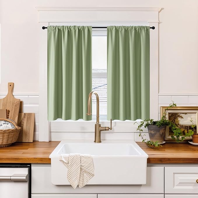 RYB HOME 100% Blackout Basement Curtains 36 inches Long, Heat & UV Blocking by RYBHOME