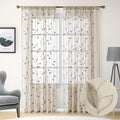 HOMEIDEAS Taupe Sheer Curtains 52 X 96 Inches Long 2 Panels Beige Embroidered by HOMEIDEAS