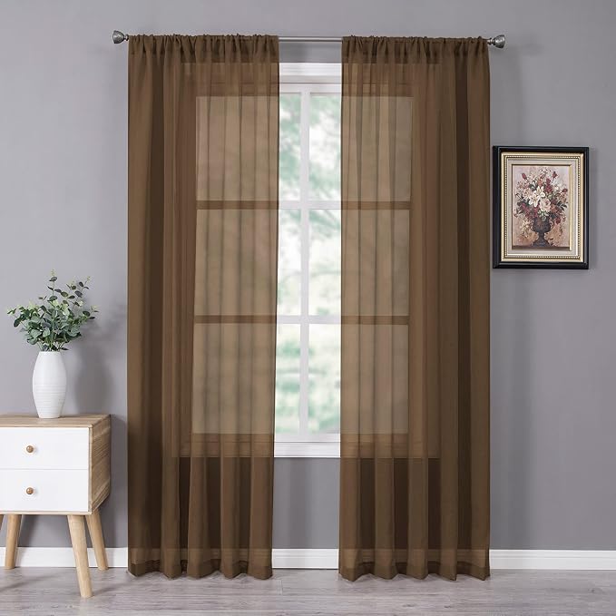 Tollpiz Sheer Curtains Linen Textured Bedroom Curtain Sheers Light Filtering by Tollpiz