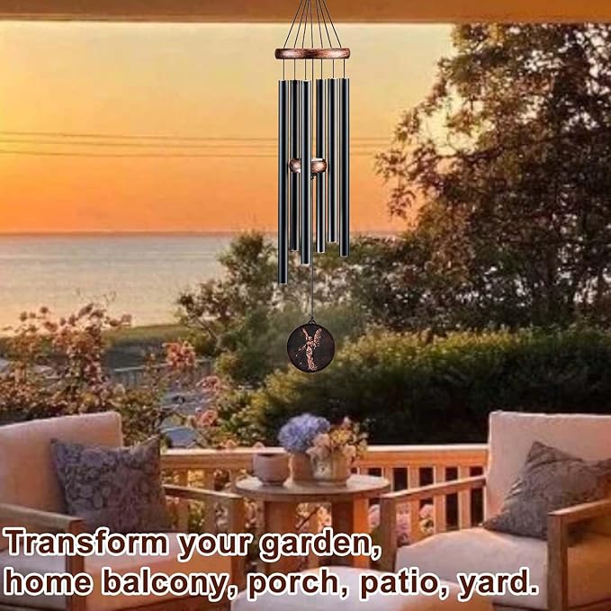 Wind Chimes for Outside, Angel Deep Tone Vintage Wind Chime Outdoor Clearance, Sympathy/Memorial/Festivals Gift for Mom Dad Grandma, Home Garden Patio Decor (32" Angel)