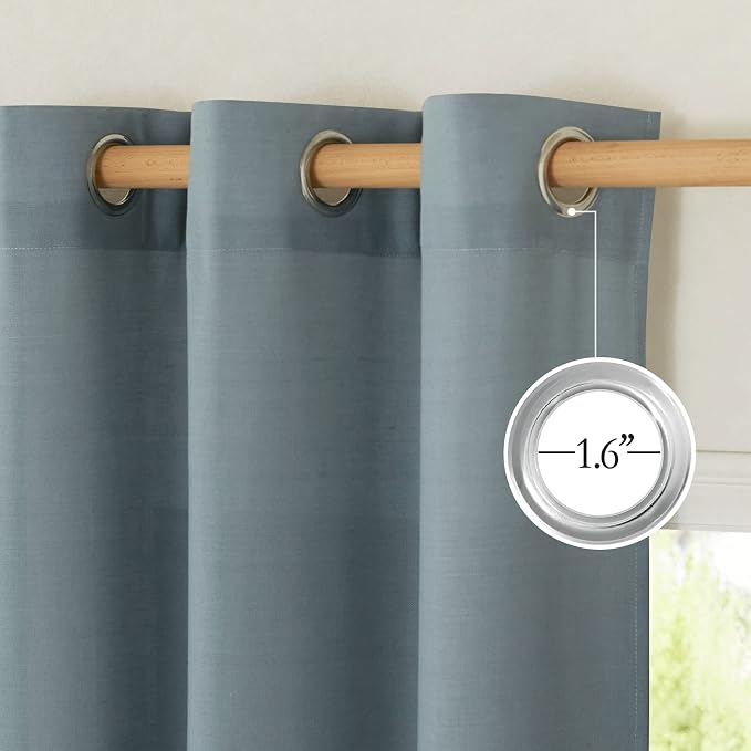 NICETOWN Thick Flax Linen Stone Blue Curtains - Image 2