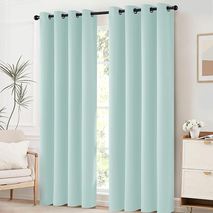 Yakamok Wide Thermal Blackout Patio Door Curtain Panel, Aqua Grommet Sliding - Image 5