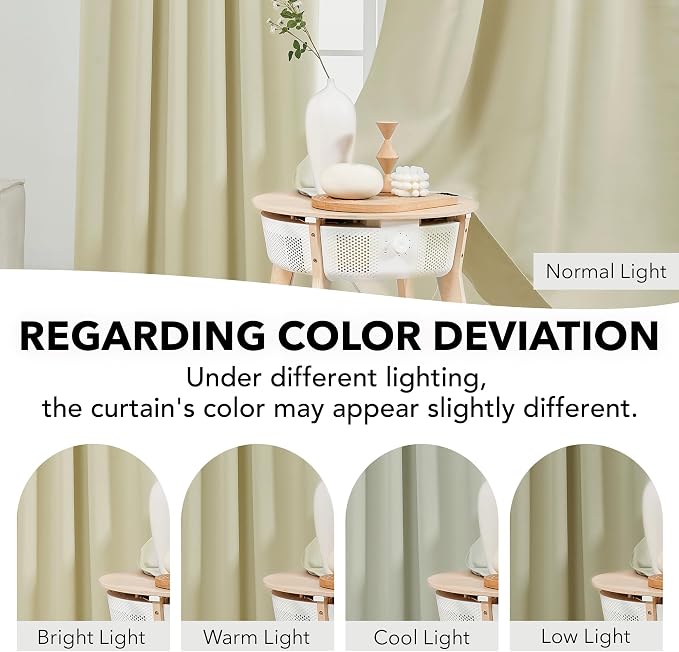 Deconovo Blackout Curtains, Thermal Insulated, W52 x L95 2 Panels, Back Tab - Image 3