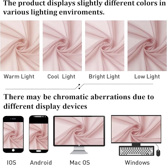 Blush Pink Sheer Curtains 90 Inches Long 2 Panels, Modern Airy Voile Solid - Image 7