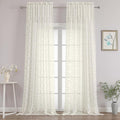 Chyhomenyc Extra Long Ivory Sheer Curtains 120 Inch Length 2 Panels Set by Chyhomenyc