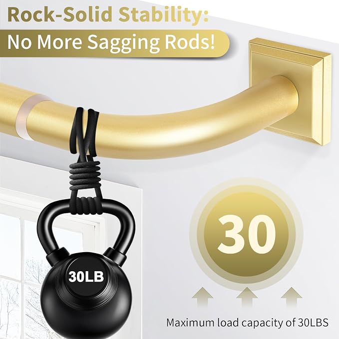 Gold Curtain Rods for Windows 28-48Inch Heavy Duty French Return Rod, Wrap - Image 5