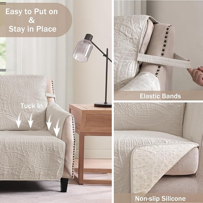 Quilted Grand Sofa Covers for 4 Cushion Couch, Couch Cover for Grand Sofa - Image 5