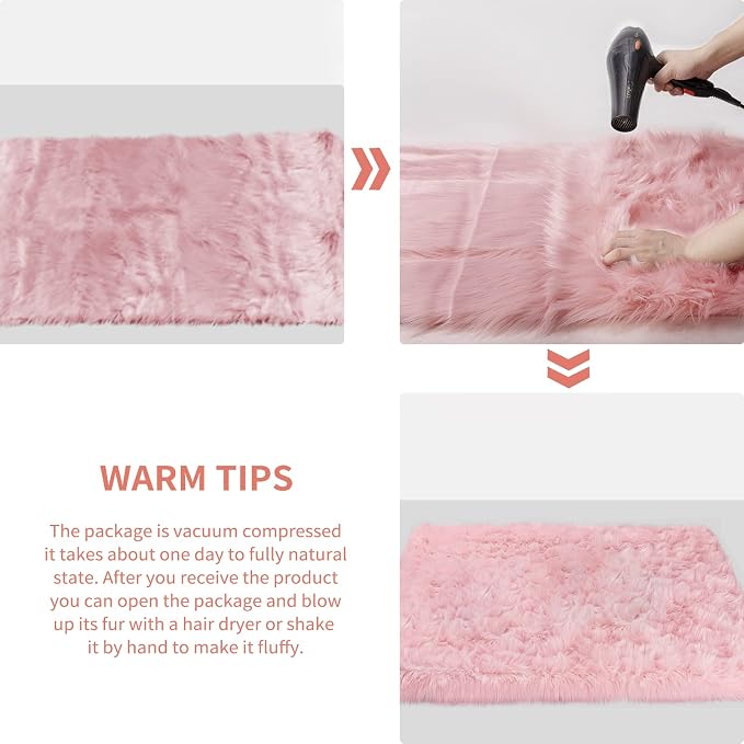 Ciicool Ultra Soft Faux Sheepskin Fur Rug Fluffy Rug - Image 7