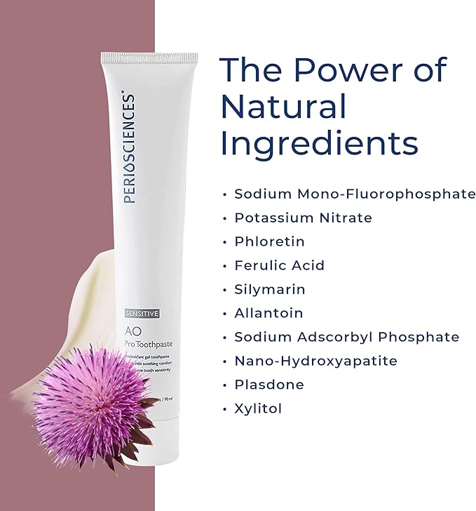 PerioSciences Sensitive AO Pro Toothpaste with Nano Hydroxyapatite 3 fl oz / 90ml - Pack of 2