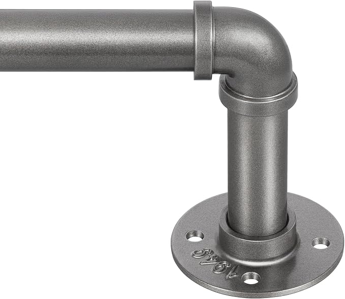 Zeerobee Curtain Rods for Windows 48 to 84, 1 Inch Industrial Wrap Around Grey by zeerobee