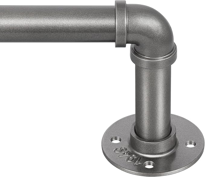 Zeerobee Curtain Rods for Windows 32 to 48, 1 Inch Industrial Wrap Around Grey by zeerobee