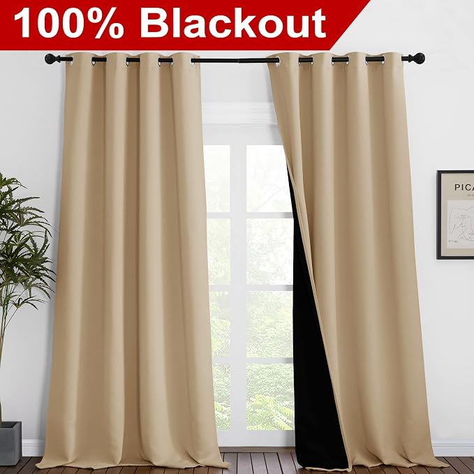 NICETOWN Thermal Insulated 100% Blackout Curtains, Noise Reducing Performance - Image 2