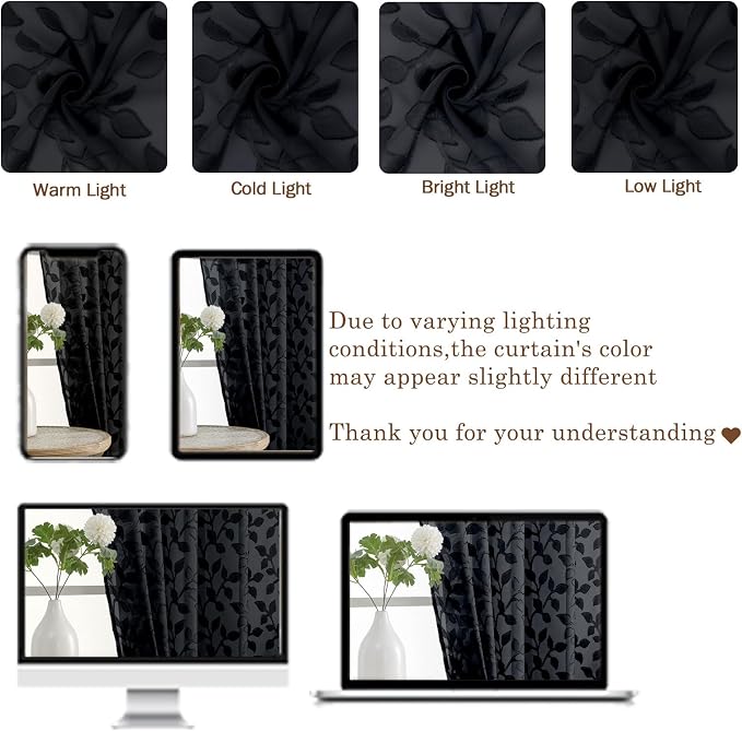 Chyhomenyc Black Sheer Curtains 90 Inch Length 2 Panels Set, Light Filtering - Image 3
