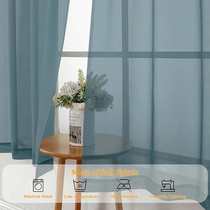 Gwine Short Kitchen Sheer Curtains 24 Inch Length - Image 8