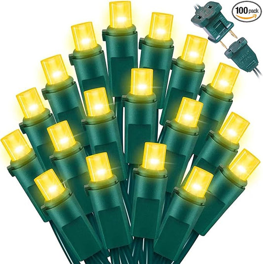 100 Count Yellow - String Lights - 21.6FT LED Christmas Lights, Mini led Lights for Indoor Outdoor Home Holiday Party Wedding Independence Day Decoration