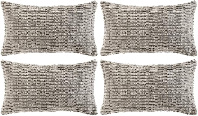 Fancy Homi 4 Packs Grey Decorative Throw Pillow Covers 12x20 Inch by Fancy+Homi