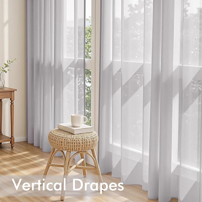 MIULEE Greyish Lilac Sheer Curtains 90 Inches Long, 4 Panels Set, Rod Pocket - Image 5