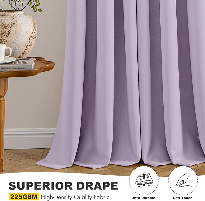 MIULEE Blackout Curtains for Bedroom 2 Panels 40 x 54 Inch Long Lilac | Thermal - Image 5