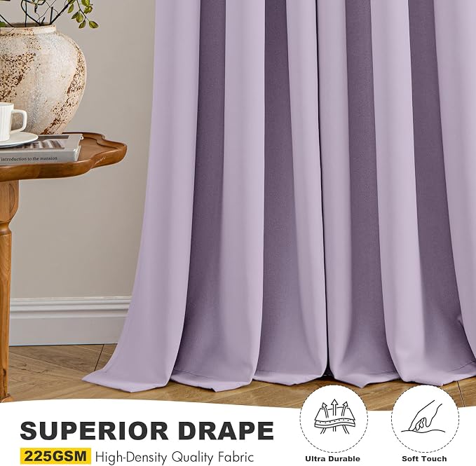 MIULEE Lilac Blackout Curtains for Bedroom Living Room 72 Inches Long 2 Panels - Image 5