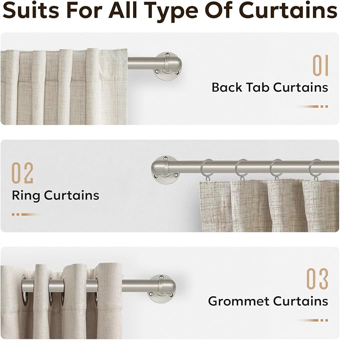 Zeerobee Curtain Rods for Windows 32 to 72, 1 Inch Industrial Wrap Around - Image 8