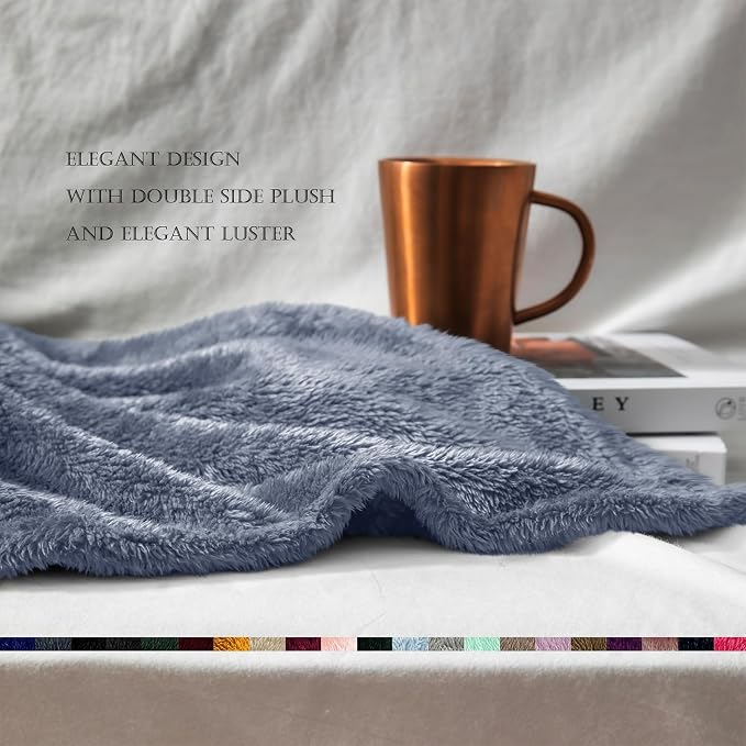 Exclusivo Mezcla Plush Fuzzy Fleece Bed Blanket Queen Size, Super Soft - Image 7