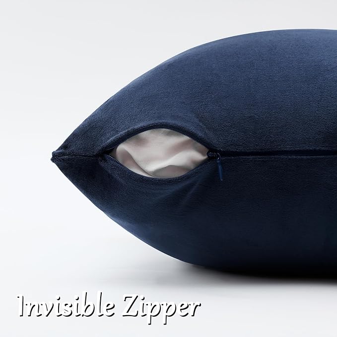 GIGIZAZA Navy Velvet Pillow Covers 22x22 Decorative Pillows Pack of 2 | Blue - Image 4