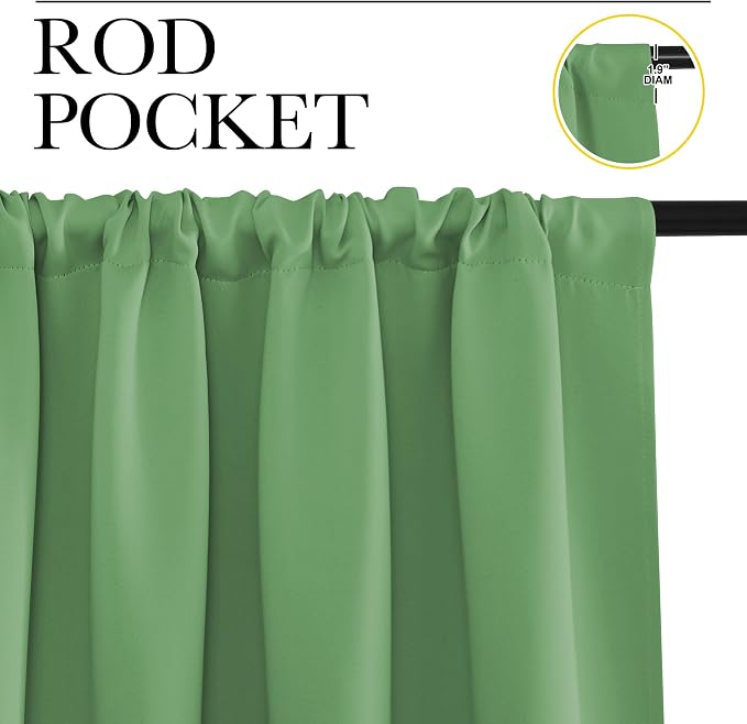 NICETOWN Blackout Curtains for Living Room, Froest Green, 2 Panels, 42 by 63 - Image 2