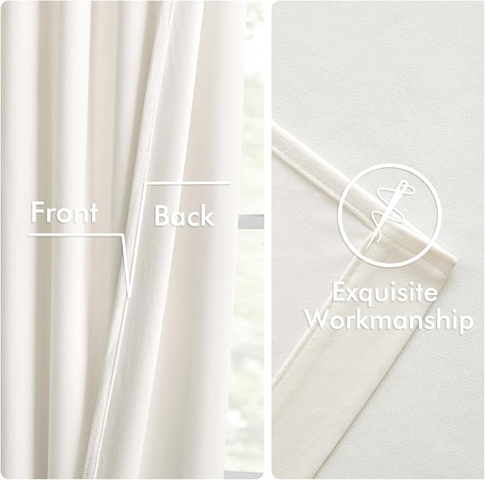 MIULEE Velvet Curtains 50W x 63L 2 Panels Ivory Blackout Curtains | Luxury - Image 6