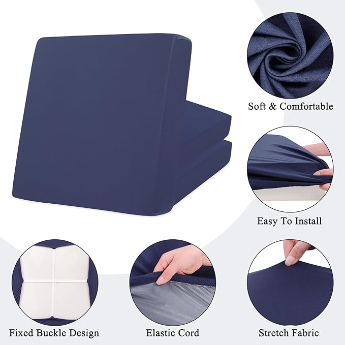 HEBE Outdoor Cushion Covers 12 Pcs, Stretch Patio Sofa Couch Cushion Cover | - Image 2