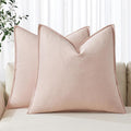 MIULEE Decorative Linen Euro Sham Pillow Covers 26x26 Light Pink | Boho by MIULEE
