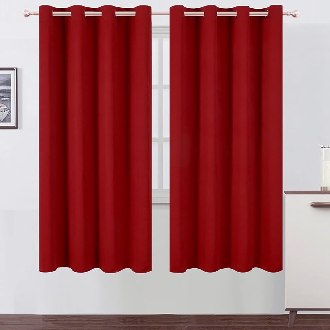 LEMOMO Red Thermal Blackout Curtains/52 x 72 Inch/Set of 2 Panels Room by Lemomo