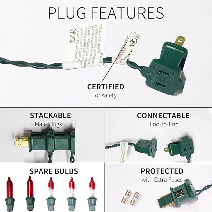 150LIGHTS Multi Extra-Bright with End Connectors Christmas Decorative Lights 9.72m UL Certified Mini String Light Set Waterproof for Home Garden Holiday Christmas Tree Party Patio Wedding