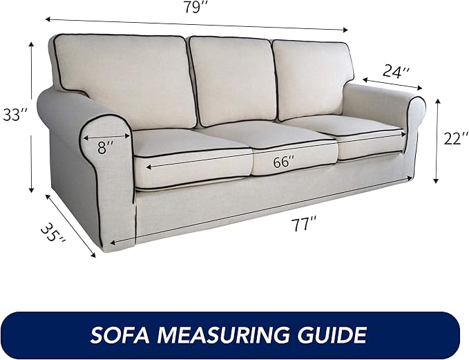 PureFit Stretch Couch Covers for Sofa Large Sofa Slipcovers Classic Blue | - Image 6