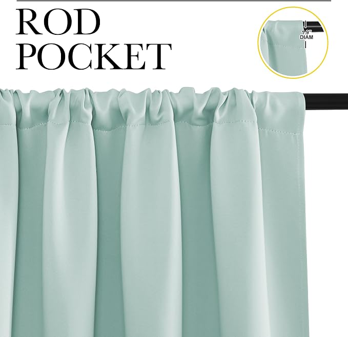 NICETOWN Blackout Curtains for Living Curtains, Aqua Blue, 2 Panels, 42 by 84 - Image 2