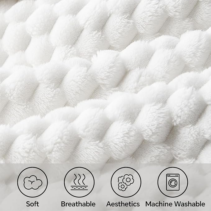 BEDELITE White Throw Blanket for Couch, Soft Cozy Gifts for Women, 50 * 60 | 3D - Image 3