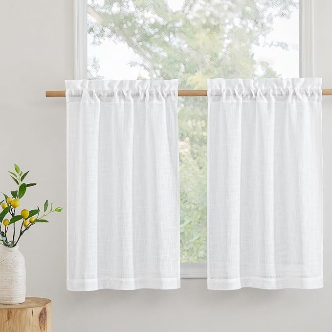 RYB HOME Kitchen Curtains 36 Inch Length, Light Filtering Ties Half Drapes by RYBHOME