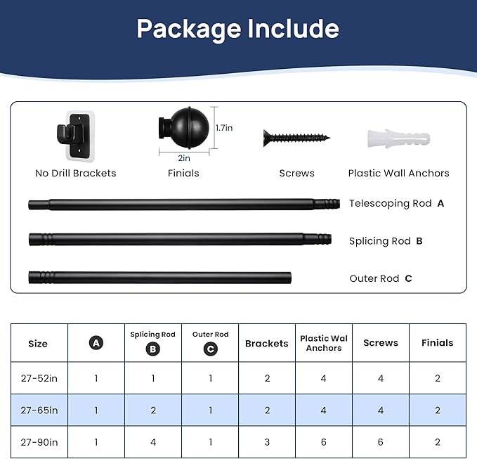 ENJOYBASICS 2 Pack No Drill Curtain Rods - Image 6