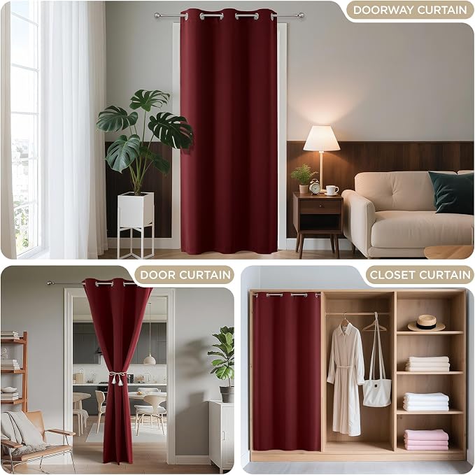 Joydeco Blackout Door Curtain for Doorway Privacy 108 Inches Long, Grommet - Image 4