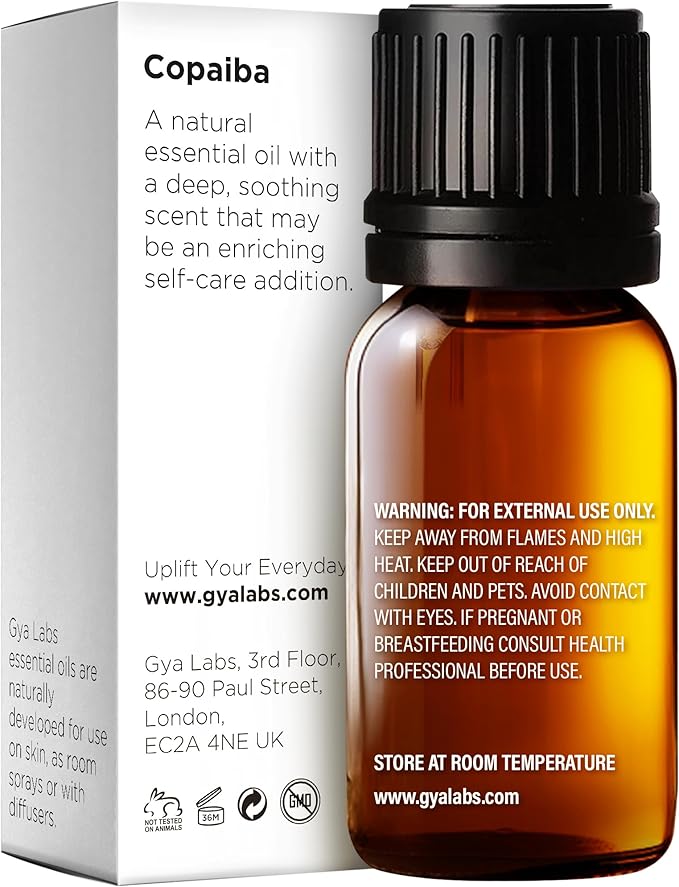 Gya Labs Copaiba Essential Oil for Diffusers - 0.34 Fl Oz - 100% Pure Natural Copaiba Oil for Skin, Self-Care Rituals, Body Comfort Fragrances & Candle Making Scent