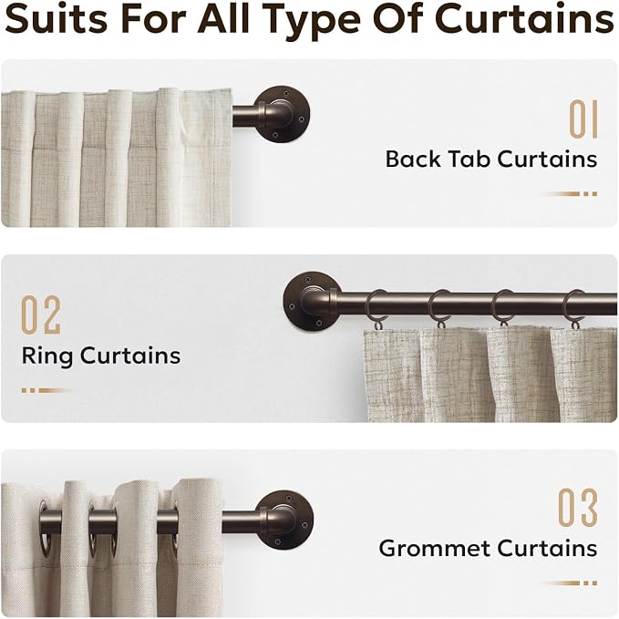 Zeerobee Curtain Rods for Windows 120 to 240, 1 Inch Industrial Wrap Around - Image 8