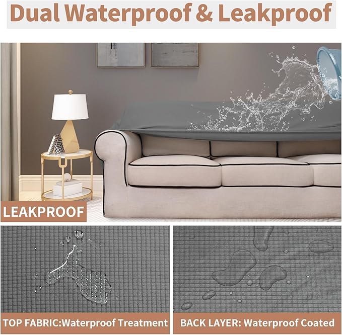 Easy-Going 100% Waterproof Oversized Loveseat Couch Cover, Dual Waterproof Sofa - Image 3